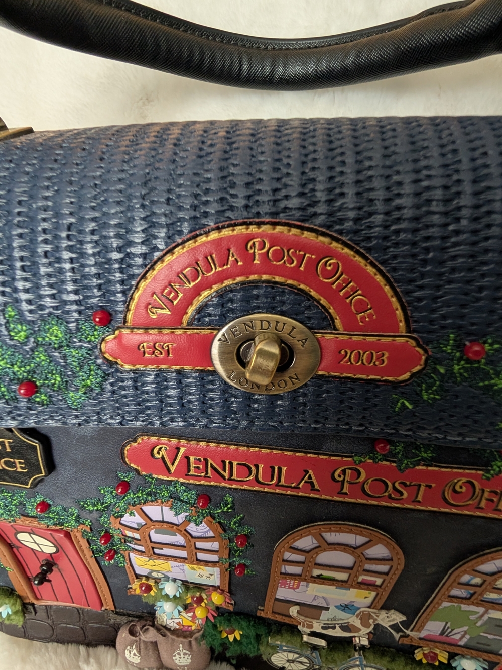 Vendula Post Office Navy and Black Top-Handle Bag with Matching Wallet & Keyring - Picture 3 of 14